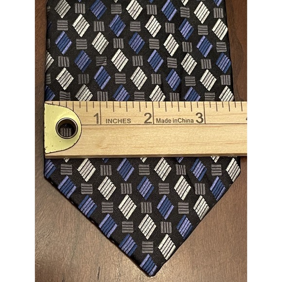 Burma Bibas Black Blue Gray Men’s Neck Tie Made In China - Picture 4 of 9